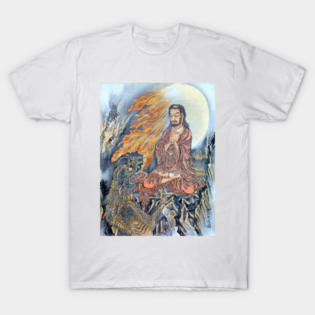 Buddha Shakyamuni Subjugates Demon Mara 1888 Kawanabe Kyosai T-Shirt by rocketshipretro